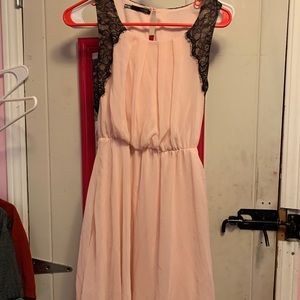 Pink short dress with black